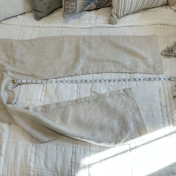 AE77 American Eagle Linen Trouser Pants Womens Size 6 Ivory Pleated Wide Leg - Picture 12 of 12